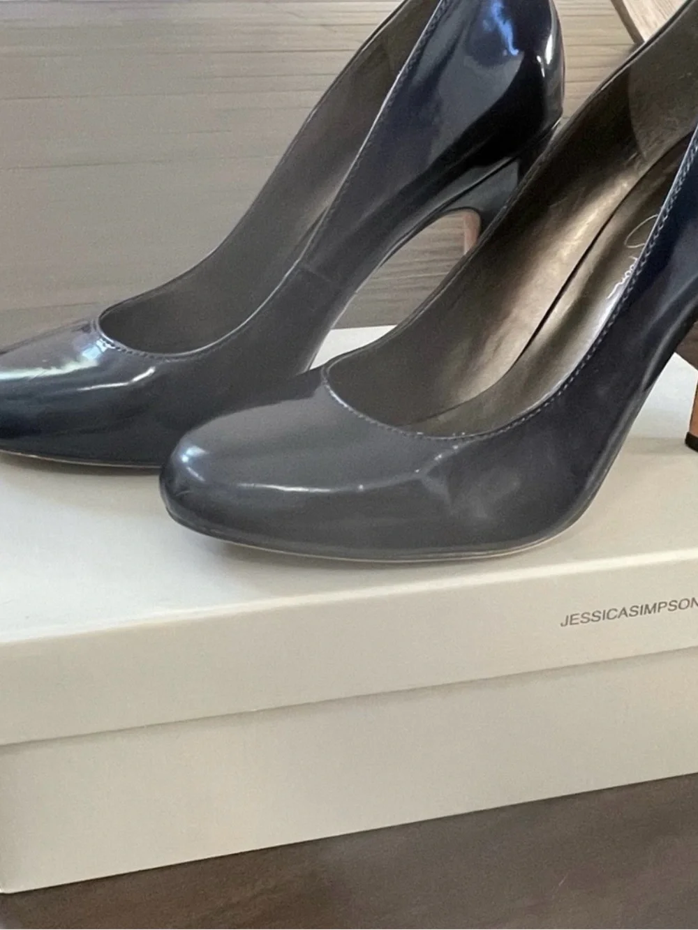 Jessica Simpson Navy Patent Pointed-Toe Stiletto Pumps